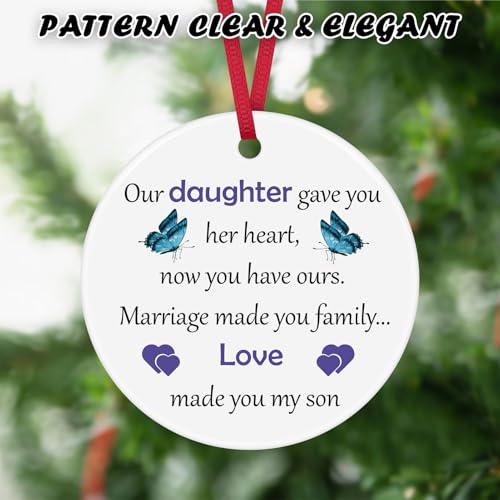 Son in Law Christmas Ornaments Son in Law Gifts Wedding Gifts for Groom from Mother in Law Future Son Gift Groom to Be Gift Ceramic Keepsake for New Son in Law Christmas Birthday Engagement Gift