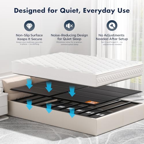 King Bunkie Board 10mm - Black Under Mattress Support for King Beds, Anti-Sag & Noise-Free, Low Profile, 76x80 inches - wisdomdodo