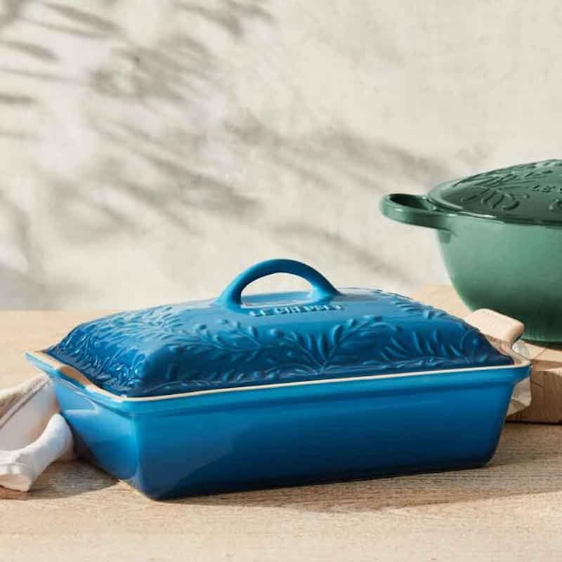Le Creuset Olive Branch Collection | 4 Qt. Heritage Covered Rectangular Casserole - Marseille with Embossed Lid