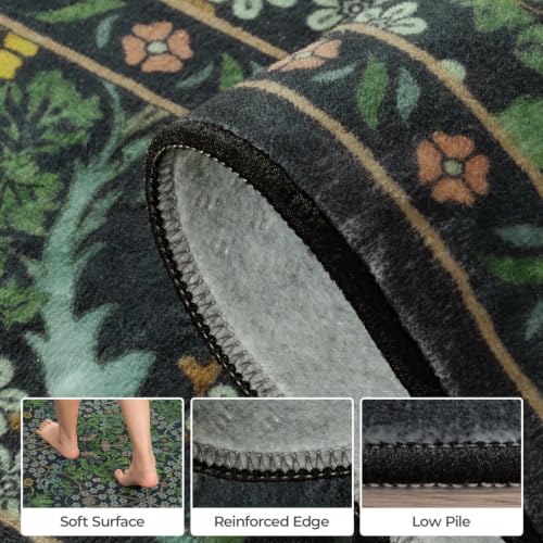 Lofus Washable Rugs for Living Room, Botanical Print Carpet Green 9 x