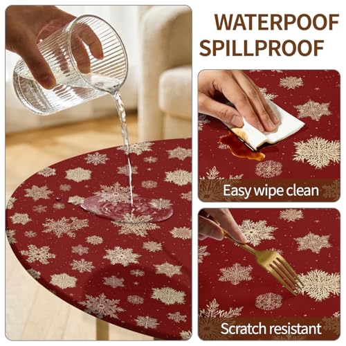 Christmas Snowflake Round Tablecloth 36" Fits 32-36" Tables ARTSGOO