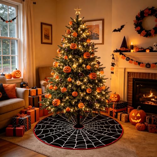 VDKIDKT Reversible Halloween Christmas Tree Skirt 36 Inch Dual-Sided Decor