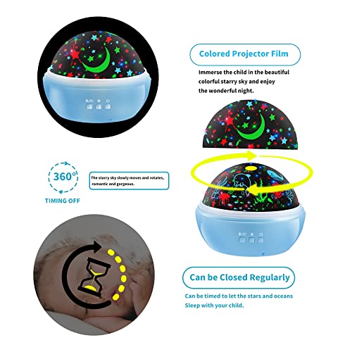 Girls Night Light,360¡Æ Rotating Starry Night Light Projector for Babys,Ocean Wave Projector for Kids Toddlers,Christmas Gifts Stocking Stuffers for Kids,Girls Beroom Decor (Pink)