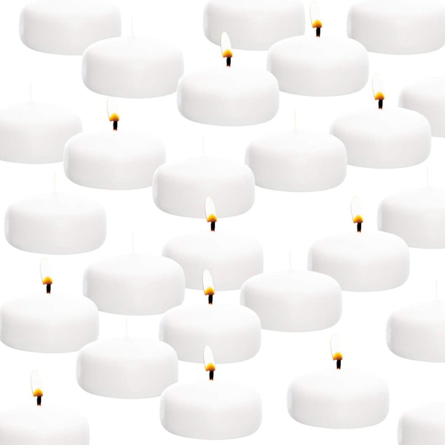White Floating Candles 2” - Unscented Dripless Wax Discs, Pack of 12 - 5 Hour Burn Time for Weddings & Home Décor