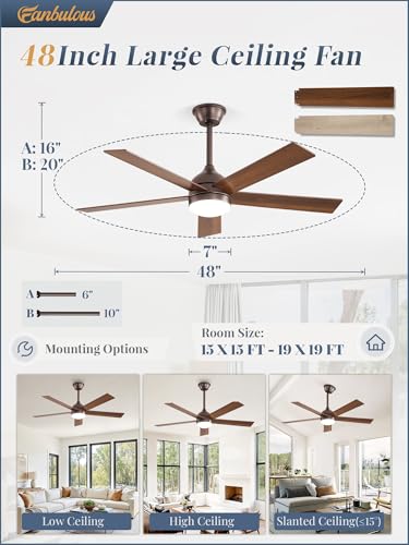 Fanbulous Oil Bronze 48-Inch Ceiling Fan with Light & Remote, Reversible Blades
