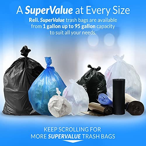 Reli 13 Gallon Trash Bags Pack of 250 Clear Tall Kitchen Liners