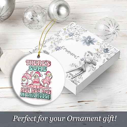 Santa's Ho Ho's Holiday Humor Ornament - Merry & Funny Pink Santa for Christmas