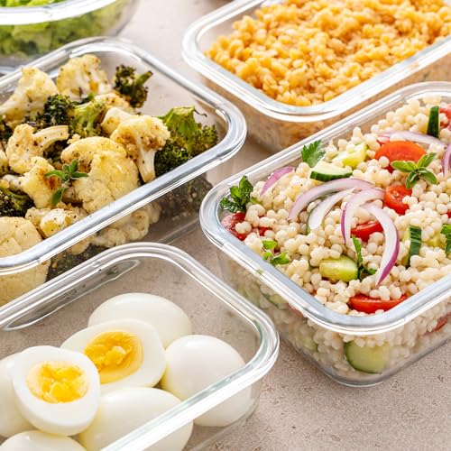 Freshware One Size Glass Food Storage Containers with Lids, 12-Pack, Leak-Proof Kitchen Meal Prep