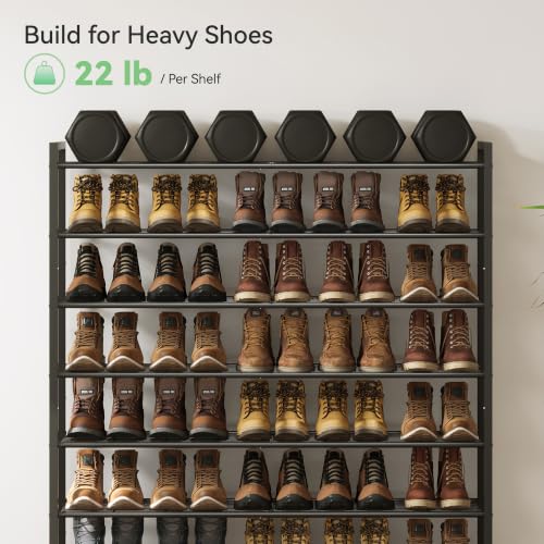Black 8-Tier Shoe Rack Organizer for Closet - Holds 50 Pairs, Metal Storage