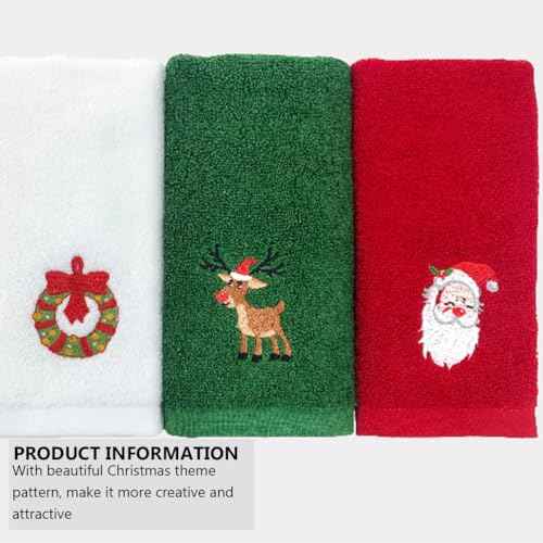 Veemoon 2pcs Christmas Face Towel Santa Bathroom Hand Towels Face Wash Cotton Wash Cotton for Bedroom, Bathroom, Kitchen(Red+Green)