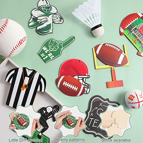 Yulejo 24 Pieces Wooden Football Christmas Ornaments Hanging Decor DIY Crafts Party Favors