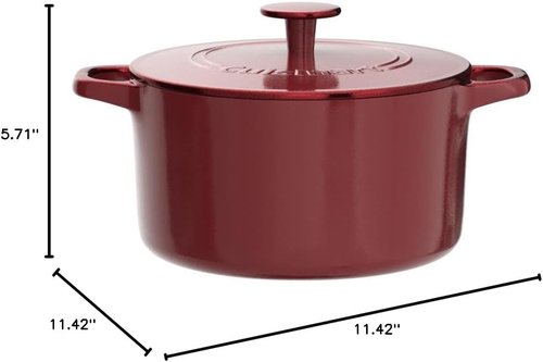 Cuisinart Enameled Cast Iron Round Casserole - 5-Quart in Cardinal Red for Perfect Cooking