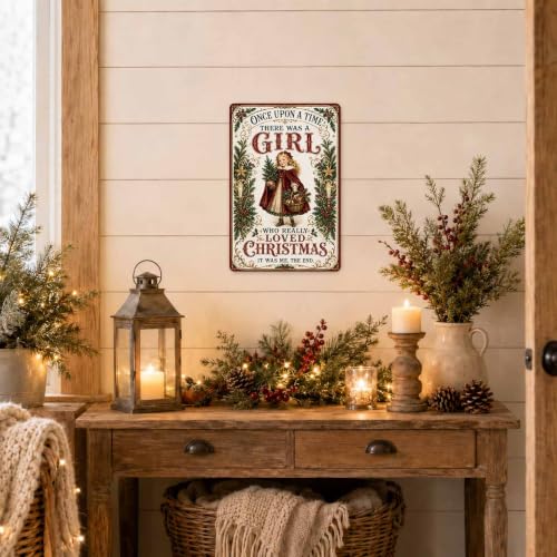 Hannial Christmas Lover Sign Victorian Girl Holiday Wall Decor 8x12 Inches