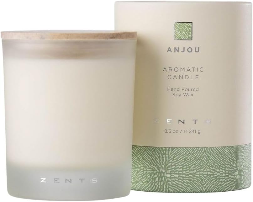 Zents Scented Soy Wax Candle (Earth - Sandalwood & Fir Needle), Large Jar Single Wick, Uplifting Home Decor Accent, 8.5 oz