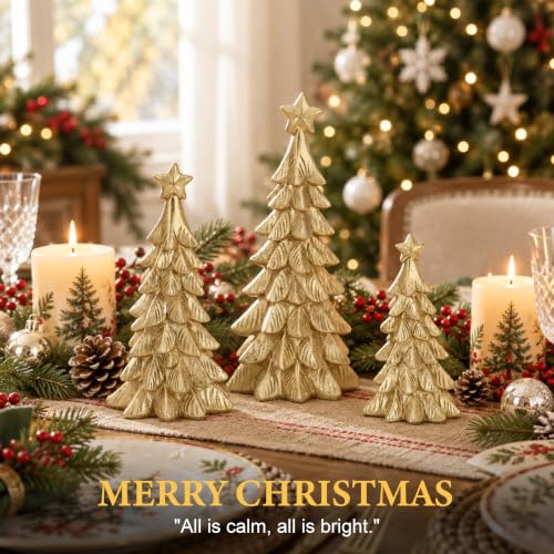 Gold Reindeer Christmas Decor Set (7PCS) – Gold Variation, Decostatue