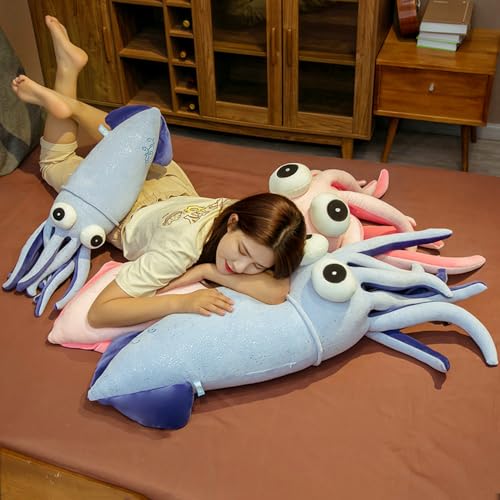 27.5inch Squid Fish Plush Toy Pillow Soft Fish Cushion Stuffed Animal Throw Pillow Toy for Kids Christmas Birthday Toys Gift