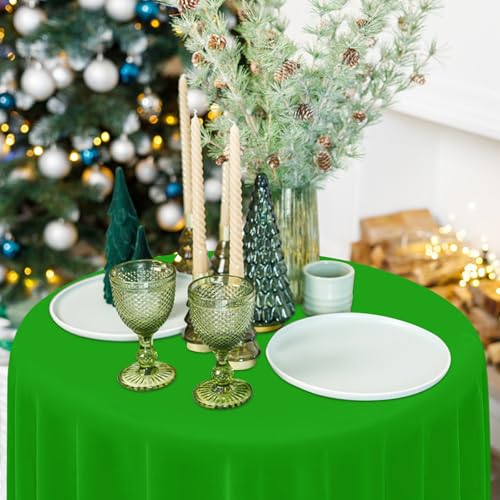 Christmas Plastic Tablecloths Set 12pcs 84 Inch Waterproof Disposable Round Coverings