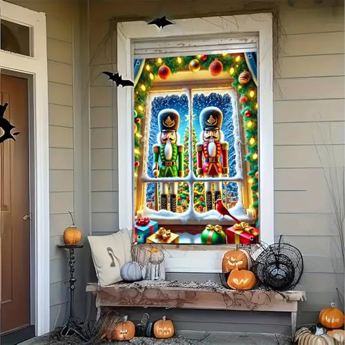 BlissYard Colorful Christmas Nutcracker Window Banner 31x47 Inch Holiday Decor
