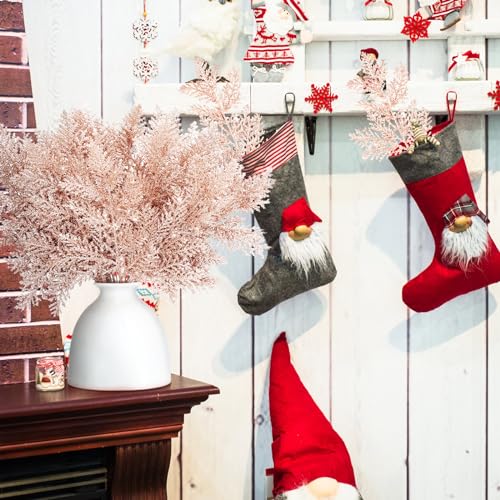 Cindeer Rose Gold Glitter Christmas Tree Picks 100 Pcs, 10.2 Inch Decor