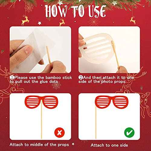 32Pcs Christmas Photo Booth Props, Christmas Party Selfie Prop for Kids Adults, DIY Photography Props Decorations Accessories