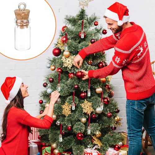 16PCS Small Glass Bottles With Cork Lids, 1ml Mini Wishing Bottles, Clear Decorative Bottle, Tiny Jars for Christmas, Halloween, Wedding Party Decorations, DIY Arts and Crafts (10x30mm/0.4x1.18Inch)