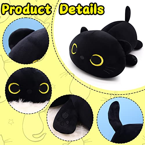 Black Cat Plush - 13inch Kawaii Black Cat Stuffed Animals, Cute Cat Plush Pillow Toy, Home Decor Christmas for Kids Boys Girls