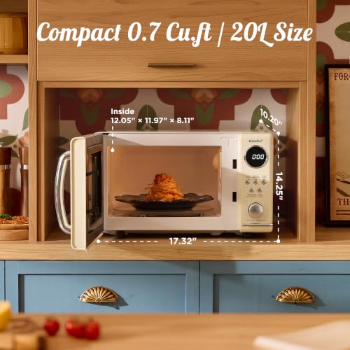 COMFEE' Retro Countertop Microwave Oven 0.7 Cu Ft, 700W, Apricot