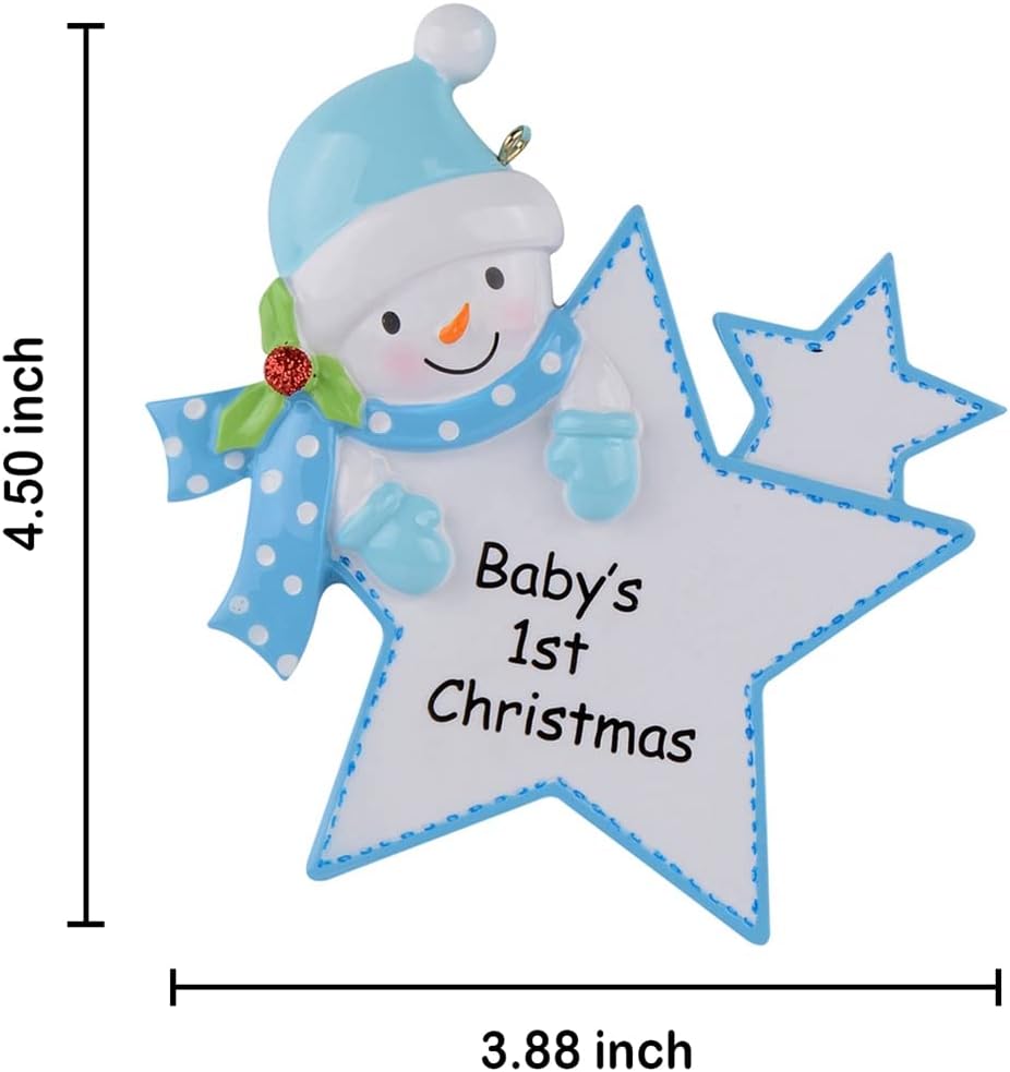 Personalized Baby's 1st Christmas Ornament - Blue Star Resin Keepsake Gift