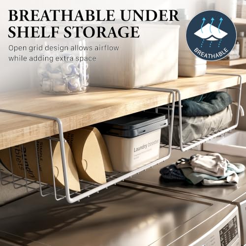 6 Pack Under Shelf Basket Storage Bins White - Space Saver Organizers