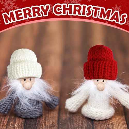 EBOOT 48 Pieces Mini Knit Hats for Crafts Mini Doll Hats Christmas Tree Ornaments for DIY Hair Accessories Crafts