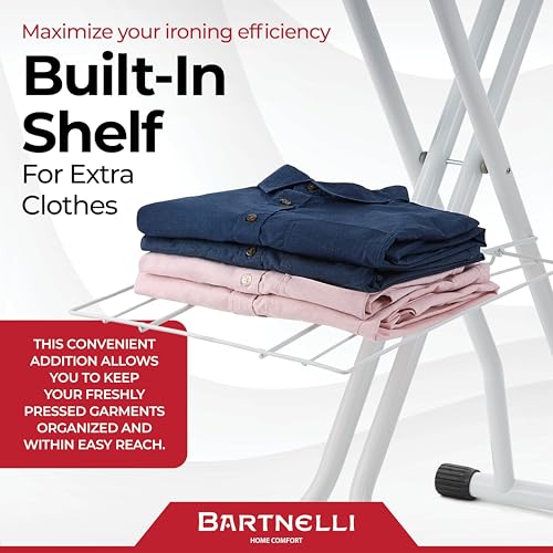 Bartnelli Extra Wide Ironing Board 19x48 with Heat-Resistant Cover & Iron Rest