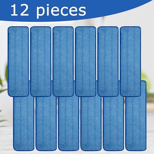 iDeaology 18in Flat Mop Head - Heavy Duty Microfiber Refill for Commercial Cleaning (12 Pack, Rectangular)