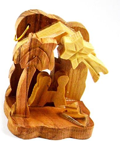 Handcrafted Bethlehem Olive Wood Christmas Nativity Ornaments Set of 3 - Holy Land Decor