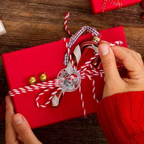 2025 Christmas Ornaments, Pewter Christmas Tree Ornament with Red Rope Gorgeous Hanging Craft Decoration for Xmas Holiday House Party Decor