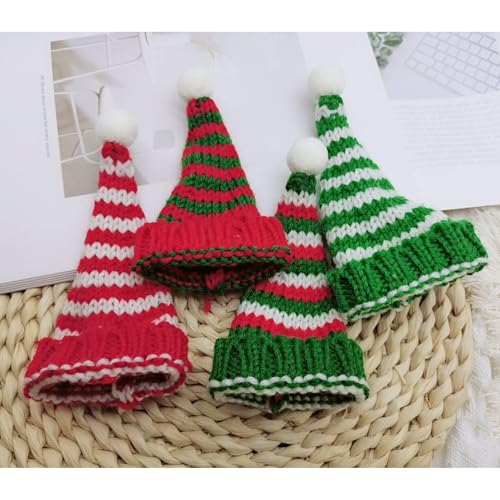 Mini Santa Hats for Crafts Knitted Santa Hats Bulk 3 Inch Christmas Tiny Hat and Scarf Set DIY Xmas Decor