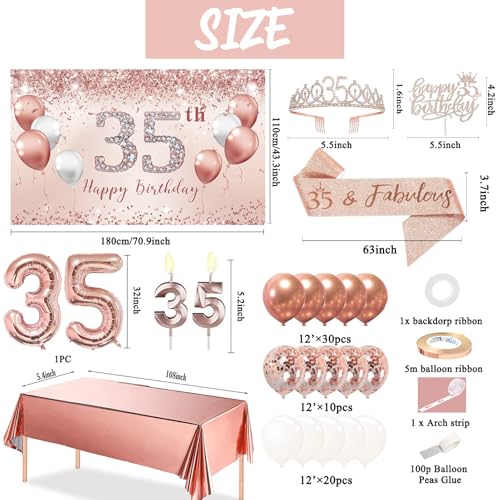 Trgowaul 21st Birthday Decorations for her, Rose Gold 21 Birthday Banner, Tablecloth, 21st Birthday Sash and Crown, 1PC 21st Cake Topper, Pink 21 Number Balloons Happy 21 Birthday Decorations Women