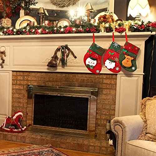 umbresen 4 Pack Christmas Stockings for Christmas Fireplace Hanging Stocking Tree Ornaments Gift Bag Candy Container Small Socks for Family Xmas Party Decorations (B)