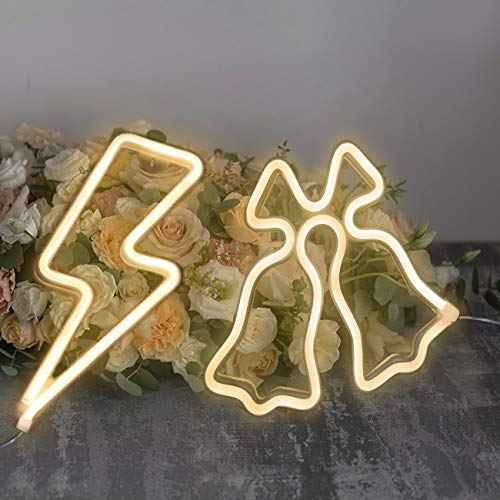 Sunnyglade USB Charging/Battery LED Neon Decorative Lights,Neon Sign Shaped Decor Light, Wall Decor for Christmas,Birthday Party, Kids Room, Living Room, Wedding Party Decoration (Lightning)