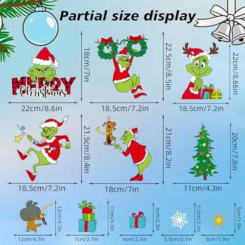 165 PCS Christmas Window Clings for Glass - Double-Sided Static Clings with Snowflakes, Gift Boxes, Stars & Trees, 9 Sheets Holiday Party Decor