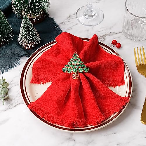 LogHog Christmas Tree Napkin Rings A-Xmas Tree Set of 6 Festive Holiday Table Decor