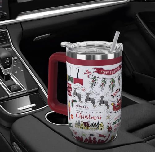 Rcvlauf Christmas Tumbler 40oz Nutcracker Santa Reindeer Holiday Gift - Santa Variation