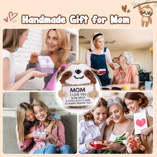 MBL Gifts for Mom Mothers Day - Mom I Love You Sloth Much, Funny Cute Small Crochet Sloth Birthday Christmas Stocking Stuffers Xmas for Mama Bonus Step Mother from Daughter Son