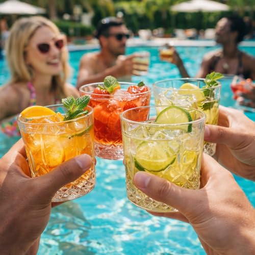 60 Pcs 10 oz Clear Plastic Whiskey Glasses - Shatterproof & Elegant Set
