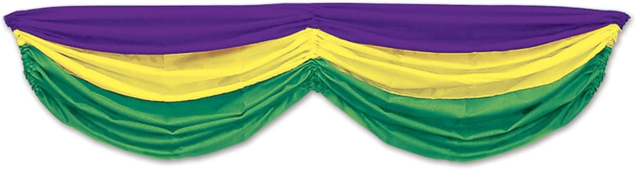 Comedy & Tragedy Faces Fabric Bunting - 5ft 10in Green Gold Purple Decoration