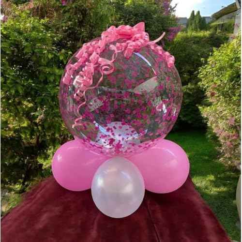 24 Inch Pink Bobo Balloons, 10PCS Bubble Clear Balloons Helium Style Large Transparent Balloon for LED Light Up Balloon Birthdays Anniversary Weddings Baby Showers Christmas Party Decorations