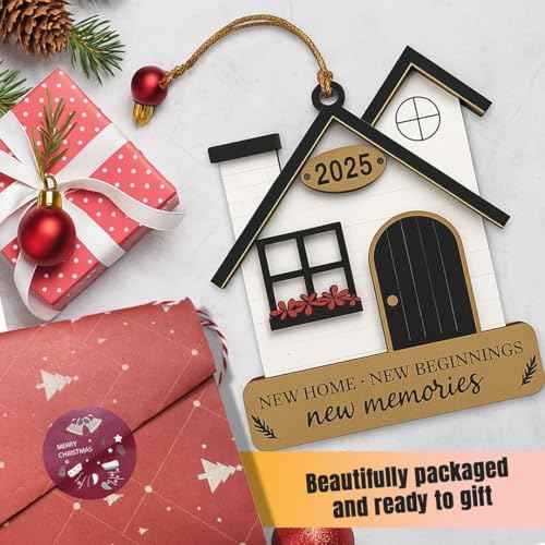 Family Christmas Ornaments ? Christmas New Home Ornament 2025 with Story Card, Housewarming Gift, First Christmas in New Home Keepsake, Tree & Car Hanging Decoration (White)