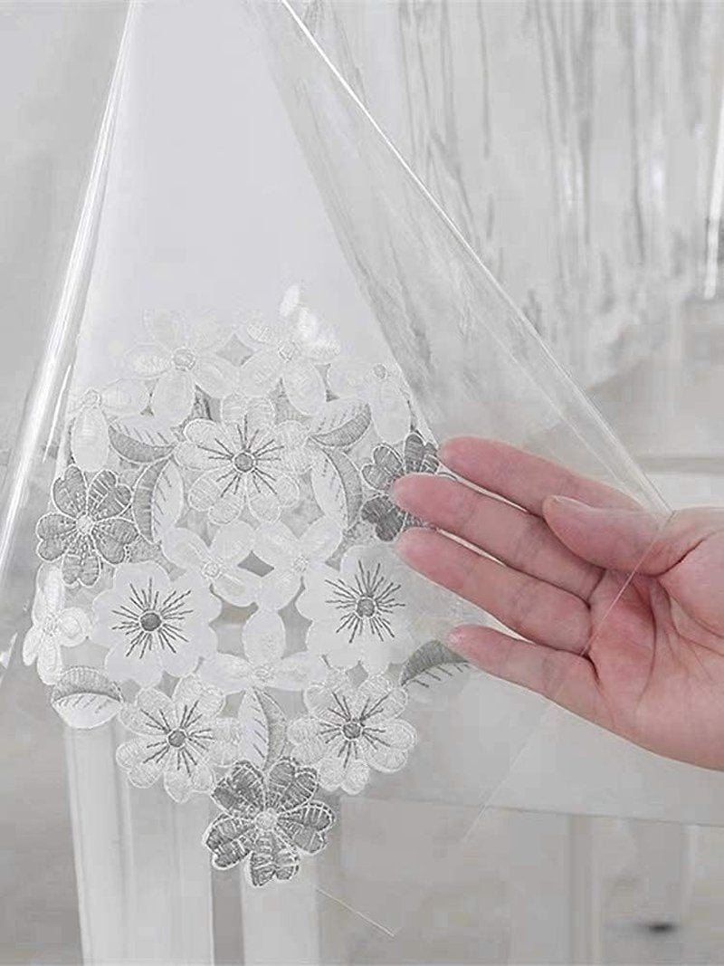 sancua 100% Waterproof Rectangle PVC Tablecloth - 70 x 120 Inch - Oil Proof Spill Proof Vinyl Table Cloth, Wipe Clean Table Cover for Dining Tables, Buffet Parties and Camping, Crystal Clear