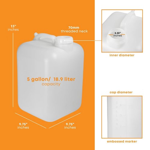 FastRack 5 Gallon Water Jug (Pack of 4) | BPA-free, Food-Grade, and Leak-Proof | White Water Container | Ideal for brewing, fermentation, or storage