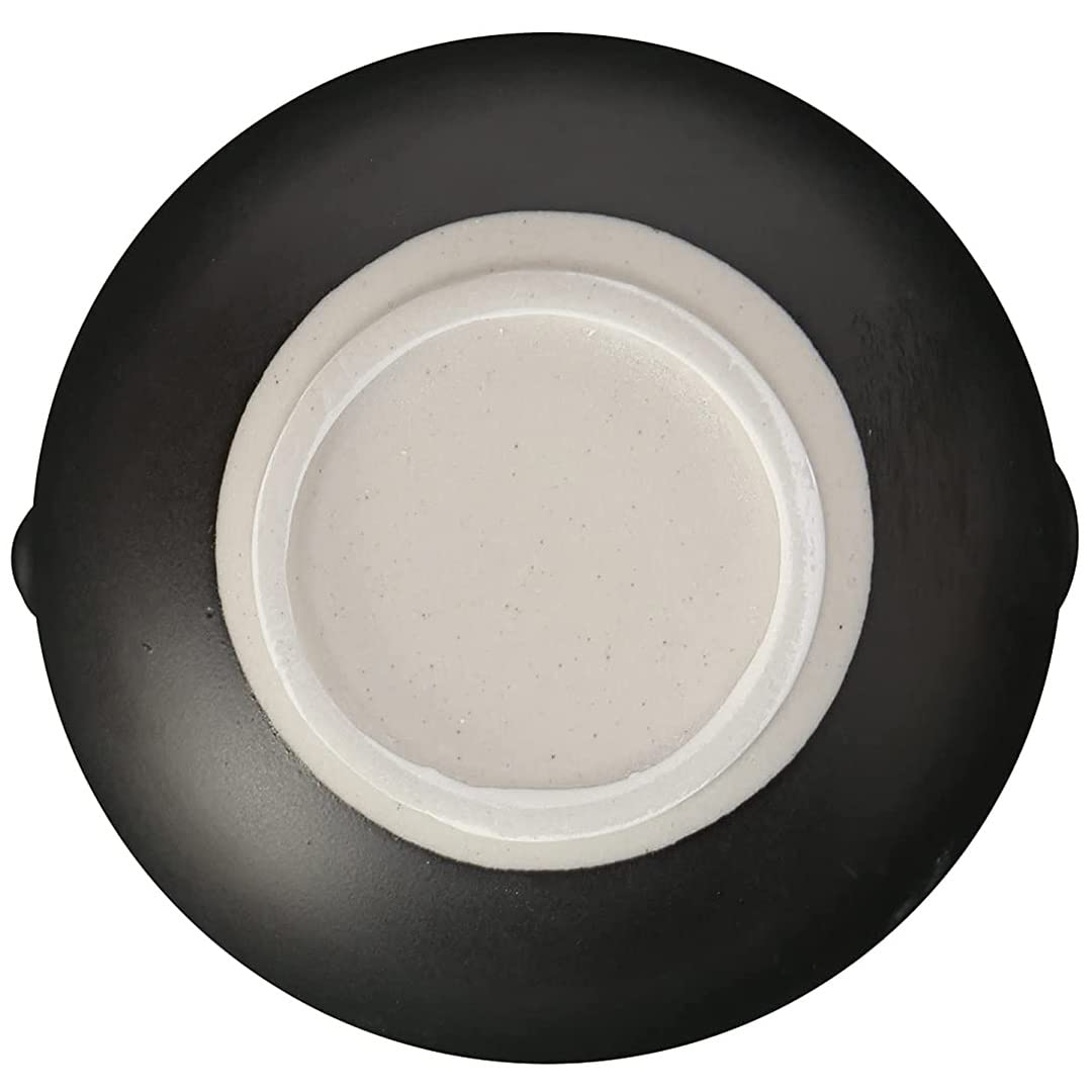 TIKUSAN Ceramic Ripple Ridge Mortar & Pestle (Suribachi & Surikogi) Set with Spout Made in Japan Mino Ware (Medium Black)