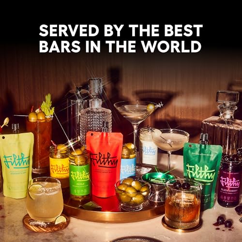 Martini Cocktail Kit - Premium Dirty Martini Set with Olives & Garnishes - Gluten-Free, Pimento & Blue Cheese Stuffed, 4 Stainless Steel Picks - Variation: Martini Cocktail Kit
